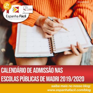 Calendário de Admissão nas Escolas Públicas de Madri 2019 2020